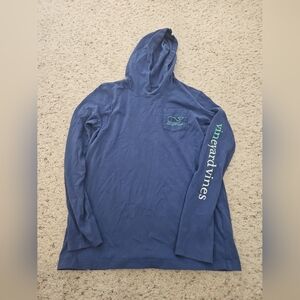Vineyard Vines Long Sleeve Hoodie Blue Hood Size Youth Large